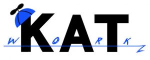 KatWorkz text logo with propeller beanie
